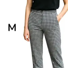 テーパードパンツ Mサイズ ギンガムチェック クロップド丈 レディース 夏秋