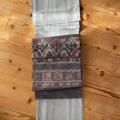 名古屋帯　グレー　刺繍