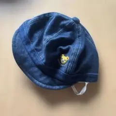 ミキハウス　クマ刺繍 ベビー帽子　紺色　可愛い　48サイズ