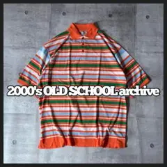 00s old school border polo shirt y2k B系