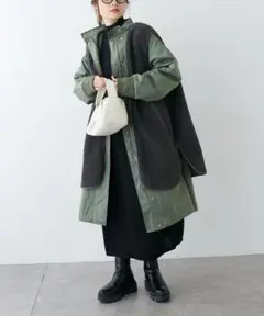 Pual ce cin 異素材MIXモッズコート キルティングコート ロング 異素材MIXモッズコート | PUAL CE CIN(ピュアルセシン
