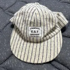 y2k ファッション　E.S.T ストライプ柄キャップ