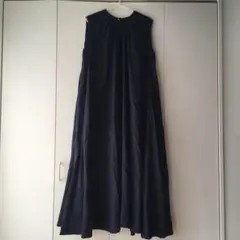 1【美品】mizuiroind ミズイロインド ネイビー シワ加工ワンピース