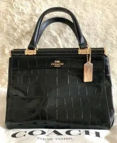 【超美品】COACHバッグ クロコ グレース ブラック 2way 卒業式 入学式