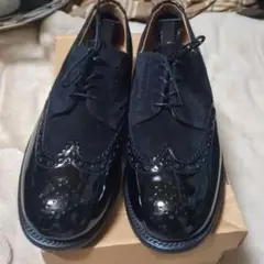 ❤️良品❤️サンダース 9749B ウイングチップ シボ革 UK7.5 ブラック 2025年最新】SANDERS シューズ型：ウィングチップ メンズ ドレス