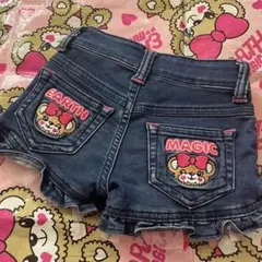 週末セール❤️アースマジック ♥ デニム 編み上げ リボン ショートパンツ 110