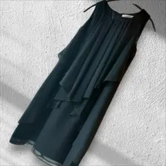 Amabilita新品タグ付き黒シフォンフリルノースリーブワンピ定価26000M