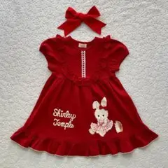 うさぎプリントカットソーワンピース◆120◆アカ◆シャーリーテンプル◆新品◆