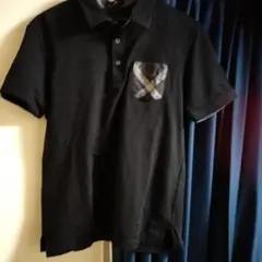 BLACK LABEL チェックポケット 黒ポロシャツ
