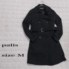 ☆palis ダブルブレスト トレンチコート Mサイズ　黒　インナーベスト付き
