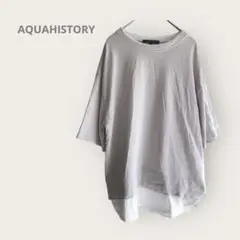 AQUAHISTORY 【M】レイヤーTシャツ　半袖カットソー　ベージュ白　夏