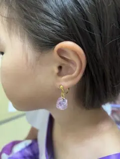 ピンクゼリー型イヤリング