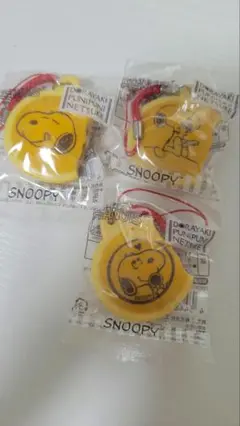 未開封スヌーピー イエロー 3個セットどら焼きキーホルダーぷにスクイーズ
