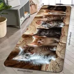 【新品】子猫フランネル キッチンマット 玄関マット60x180cm 実写