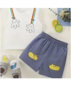 レインボーストラップ 柄タンクトップとショートパンツ セット 80cm
