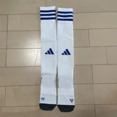 adidas サッカーソックス　白×青　2XS