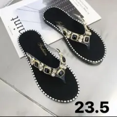 【新品未使用】23.5cm ビジュー　サンダル　水陸両用 黒 レディース