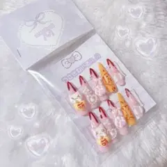 ネイルチップ　オムライス 平成女児 量産 ピンク 現品　メイドカフェ　即日配送