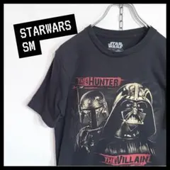 US古着/S スターウォーズ ダースベイダー ボバ・フェット 映画 黒 Tシャツ