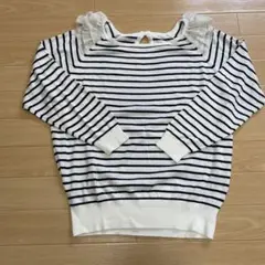 MISCH MASCH フリル付きストライプ春ニット