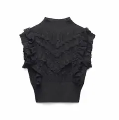 ZARA フリルポインテールニットトップス