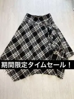PINK HOUSE アシンメトリーロングスカート ベルト付き チェック