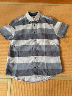 TOMMY HILFIGER 半袖シャツ M グレー/ホワイト