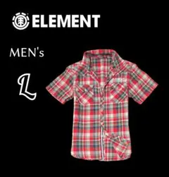 メンズL◇ELEMENT◇半袖チェック柄シャツ
