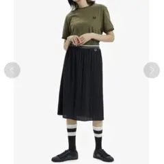FRED PERRY フレッドペリー プリーツロングスカート M ブラック