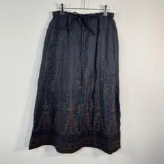 【美品】HaaT イッセイミヤケ スカート インド製 刺繍 シワ加工 HaaTH