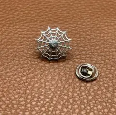 新品 ラペルピン ピンズ ブローチ ピンバッジ シルバー スパイダー 蜘蛛の巣