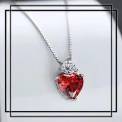 a493【赤いハート⭐️】ネックレス プラチナコート ジルコニア プレゼント