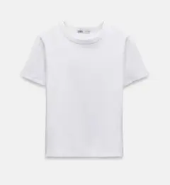 【新品】ZARA ザラ　半袖Tシャツ L ホワイト　白　インターロックTシャツ
