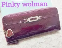 Pinky wolman Sport 牛皮モノグラムエナメルラウンドファスナー