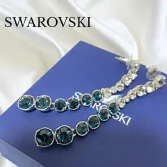 【極美品】スワロフスキー SWAROVSKI ピアス クリスタル ブルー 揺れる