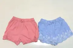 ●コットンハーフパンツ 2点セット ピンク・水色