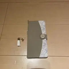 ケース 手帳型 (ベージュ) 花柄 スタンド機能 カード収納ポケット