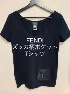 fendi ズッカ柄 Tシャツ ポケット 黒T フェンディ