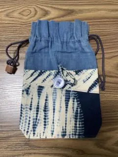 コットン製ストライプ巾着袋