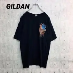 Z0187 ビンテージ ギルダン Tシャツ 黒 L 綿100 ビッグプリント