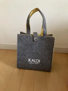 KALDI フェルト小型トートバッグ グレー/イエロー