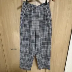 チェック柄ゴムウエストスラックス