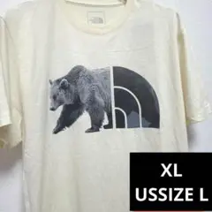 XL ベア 熊 アメリカ ノースフェイス Tシャツ ロゴ ハーフドーム ホワイト