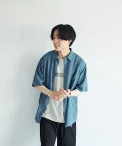 【美品】グローバルワーク　サラサマ快適シャツ　レギュラーカラー