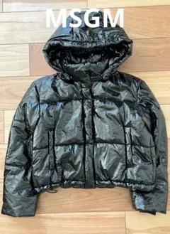 美品 MSGM エムエスジーエム パテントショートダウンジャケット