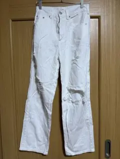 WEGO ホワイト ダメージデニム