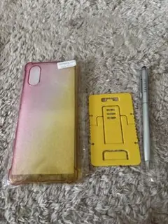 Xperia 5 グラデーションケース ピンク×イエロー タッチペンセット