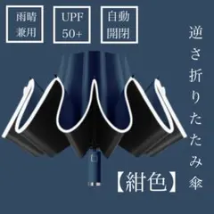 【新品】折り畳み傘　晴雨兼用 ワンタッチ　UVカット　ネイビー