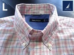 【美品】ノーティカ NAUTICA 長袖 ボタンダウンシャツ チェック柄 L