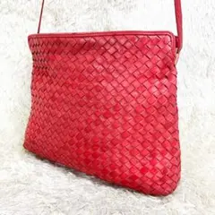 ボッテガ 2way ショルダーバック 赤 イントレチャート 肩掛け 斜め掛け